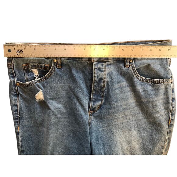 Vintage X‎ America Womens Sz 12 High Waist Skinny Crop Jeans Button Fly Distress - Picture 4 of 9